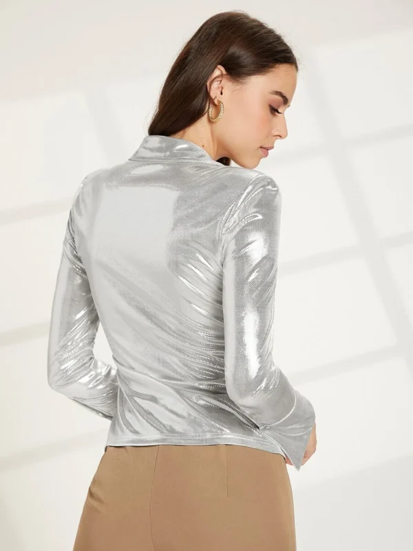 Blusa con botón delantero Liso Glamour - Imagen 3